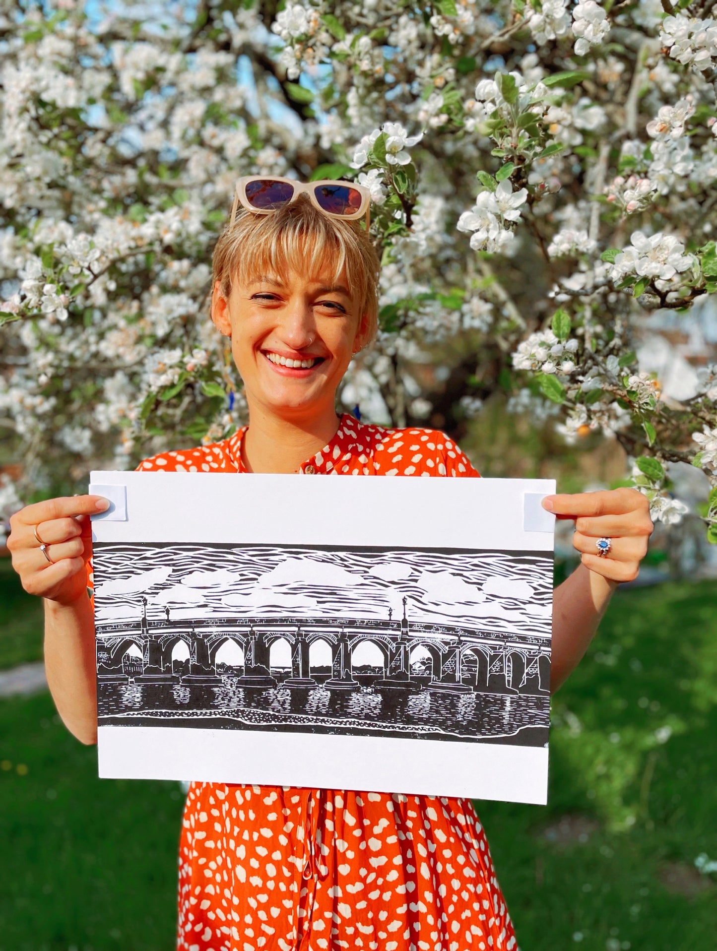 Bideford Bridge Linocut Print
