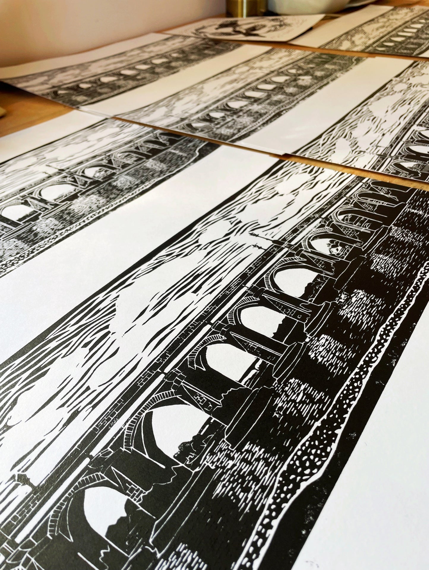 Bideford Bridge Linocut Print