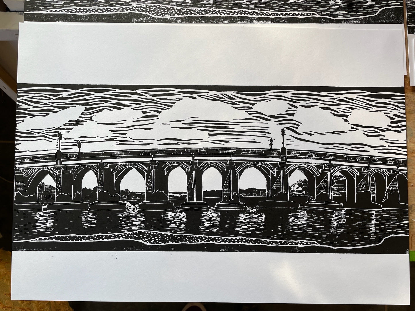Bideford Bridge Linocut Print